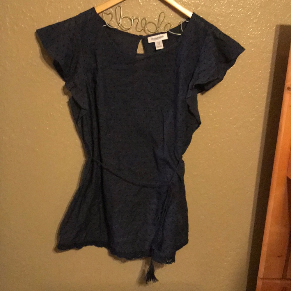 Swiss Dot Flutter Sleeve Maternity Blouse